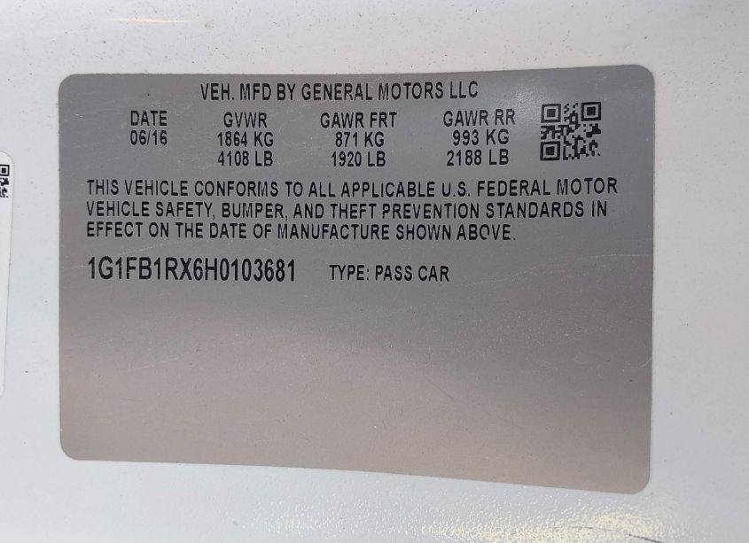 Photo 9 of 2017 Chevrolet Camaro 1LT (VIN 1G1FB1RX6H0103681)