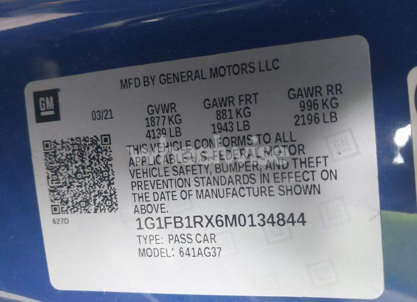 Photo 9 of 2021 Chevrolet Camaro RWD 1LT (VIN 1G1FB1RX6M0134844)