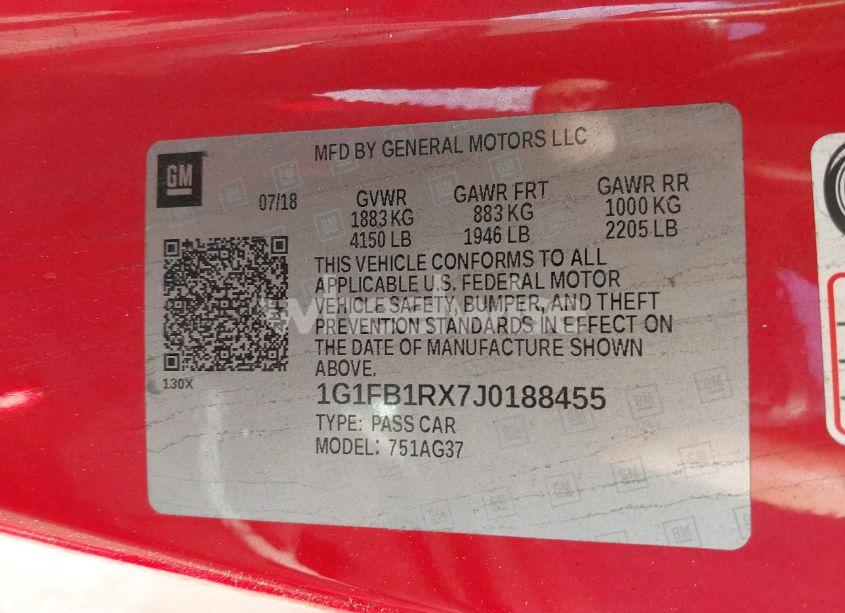 Photo 9 of 2018 Chevrolet Camaro 1LT (VIN 1G1FB1RX7J0188455)