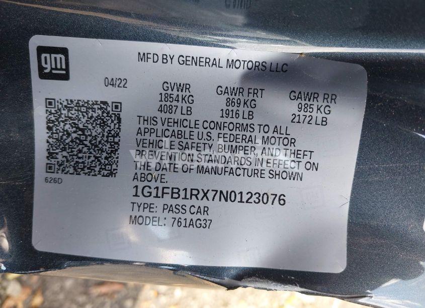 Photo 9 of 2022 Chevrolet Camaro RWD 1LS (VIN 1G1FB1RX7N0123076)