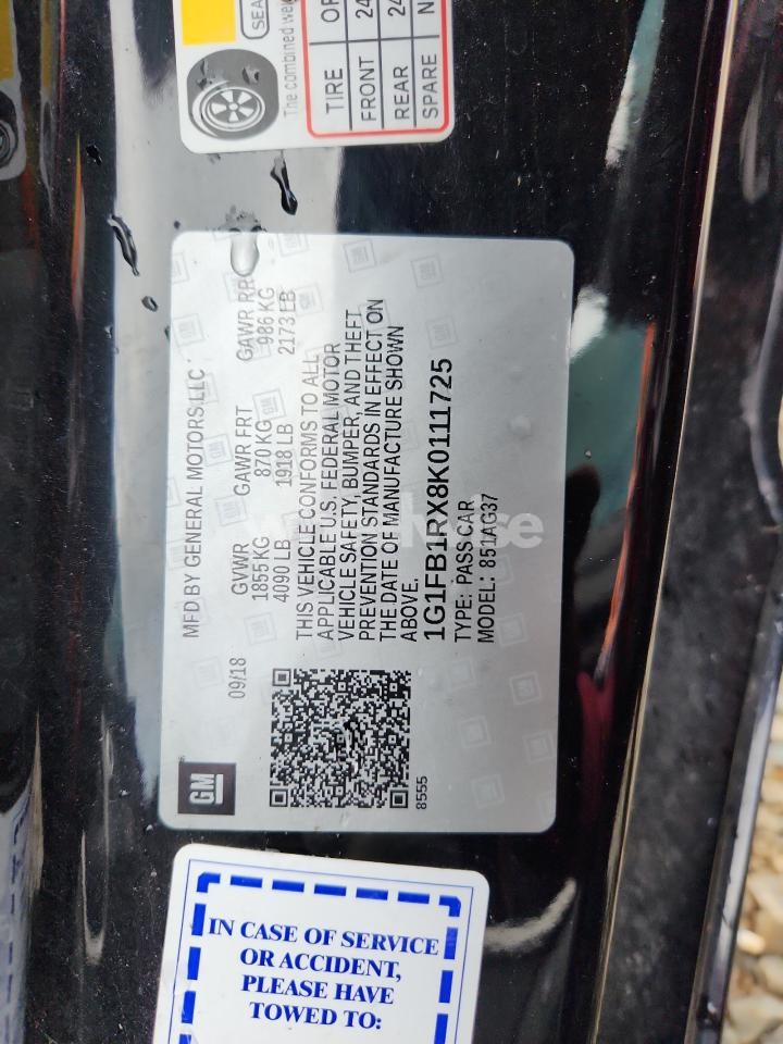 Photo 12 of 2019 CHEVROLET CAMARO LS (VIN 1G1FB1RX8K0111725)