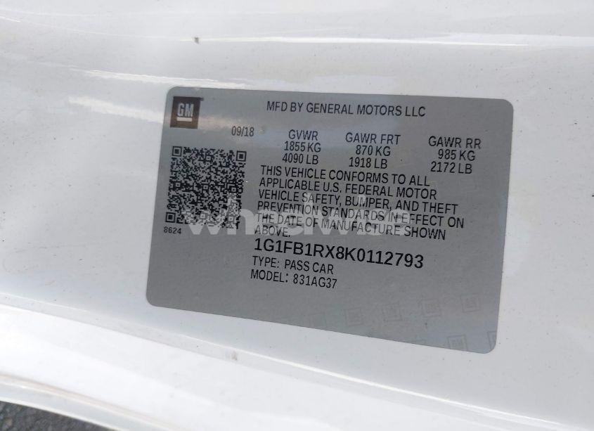 Photo 9 of 2019 Chevrolet Camaro 1LT (VIN 1G1FB1RX8K0112793)