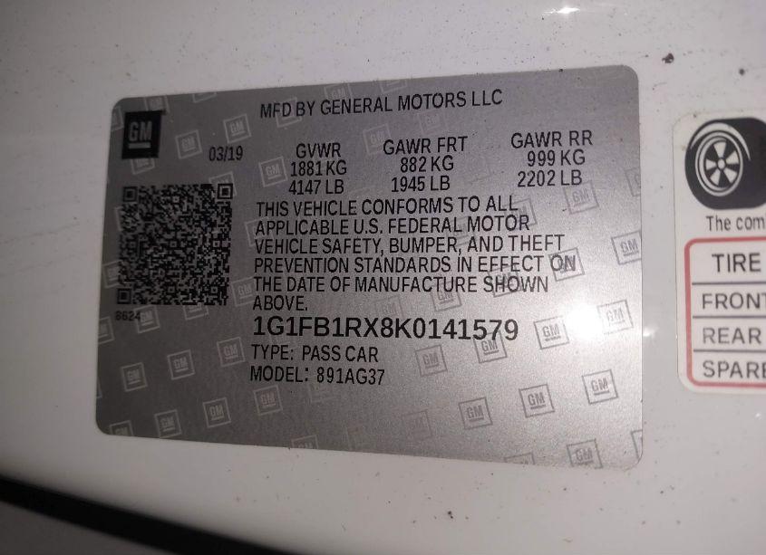 Photo 9 of 2019 Chevrolet Camaro 1LT (VIN 1G1FB1RX8K0141579)