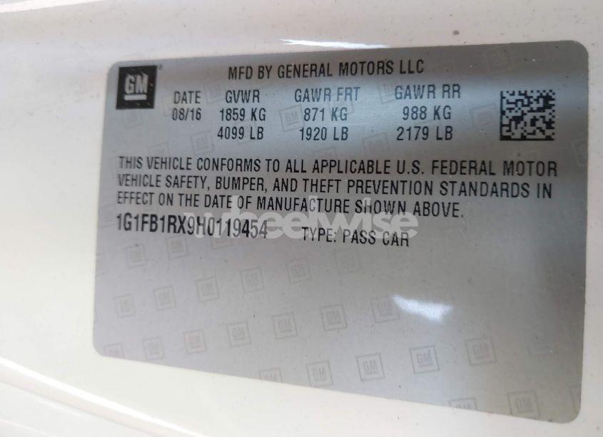 Photo 9 of 2017 Chevrolet Camaro 1LT (VIN 1G1FB1RX9H0119454)