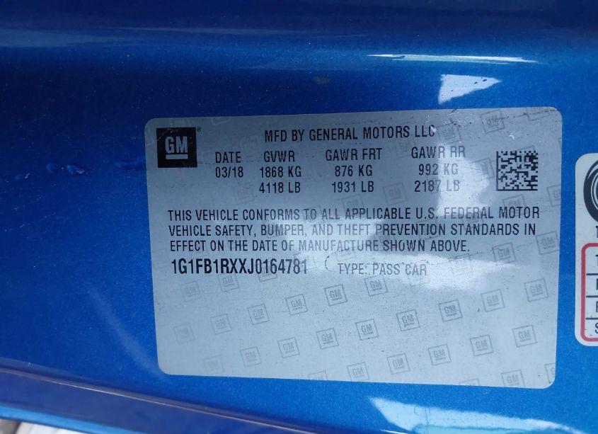 Photo 9 of 2018 Chevrolet Camaro 1LT (VIN 1G1FB1RXXJ0164781)