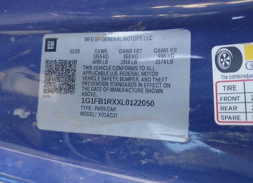 Photo 9 of 2020 Chevrolet Camaro RWD 1LS (VIN 1G1FB1RXXL0122050)