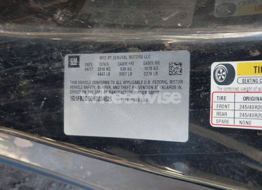 Photo 9 of 2017 Chevrolet Camaro 1LT (VIN 1G1FB3DS0H0204626)