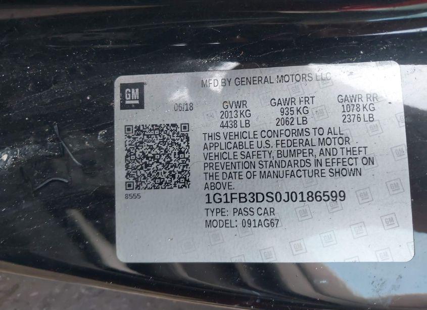 Photo 9 of 2018 Chevrolet Camaro 1LT (VIN 1G1FB3DS0J0186599)