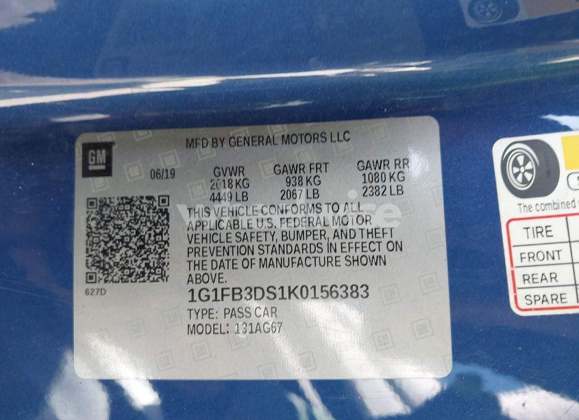 Photo 9 of 2019 Chevrolet Camaro 1LT (VIN 1G1FB3DS1K0156383)