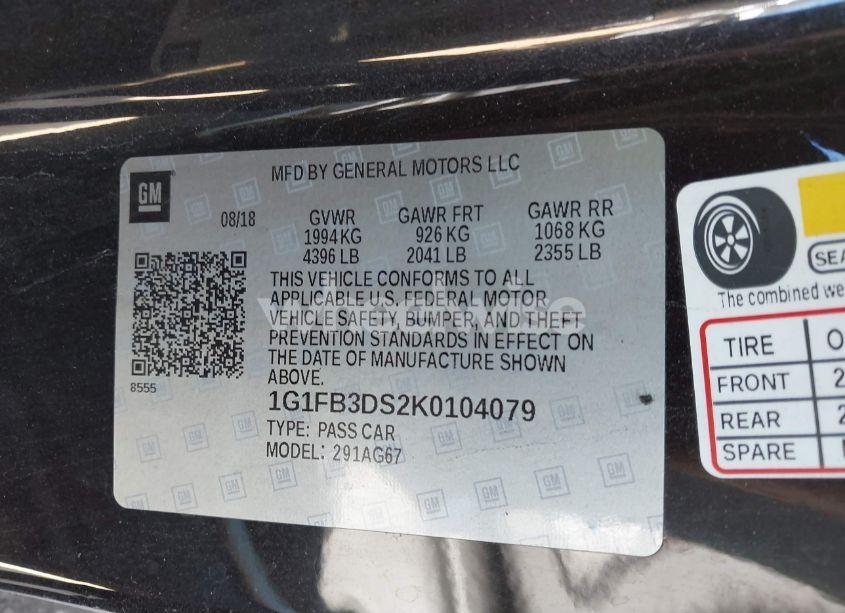 Photo 9 of 2019 Chevrolet Camaro 1LT (VIN 1G1FB3DS2K0104079)