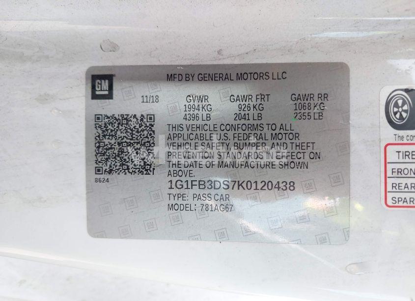 Photo 9 of 2019 Chevrolet Camaro 1LT (VIN 1G1FB3DS7K0120438)