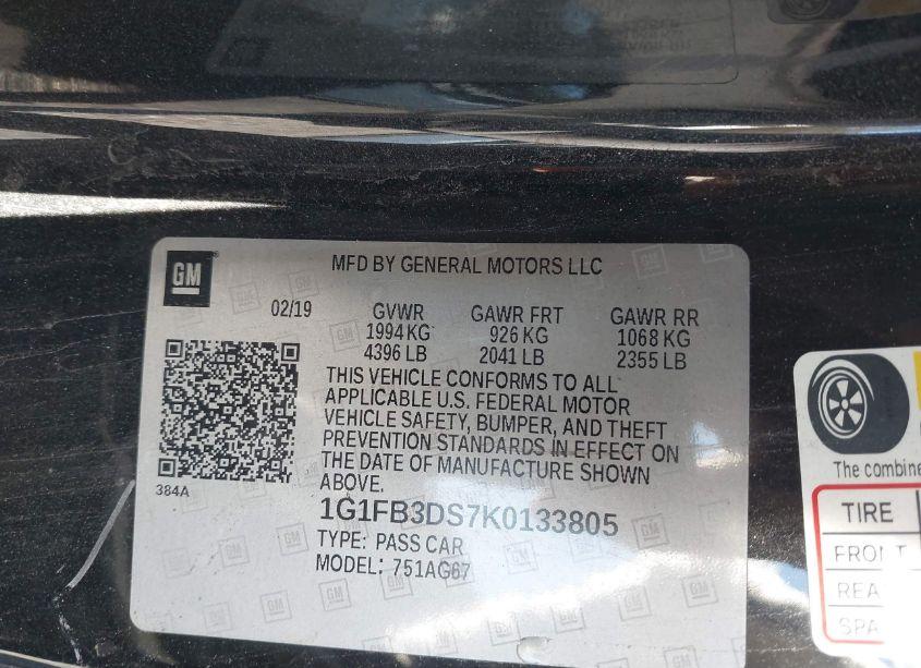 Photo 9 of 2019 Chevrolet Camaro 1LT (VIN 1G1FB3DS7K0133805)