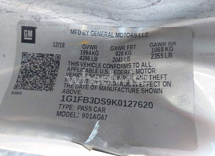 Photo 9 of 2019 Chevrolet Camaro 1LT (VIN 1G1FB3DS9K0127620)