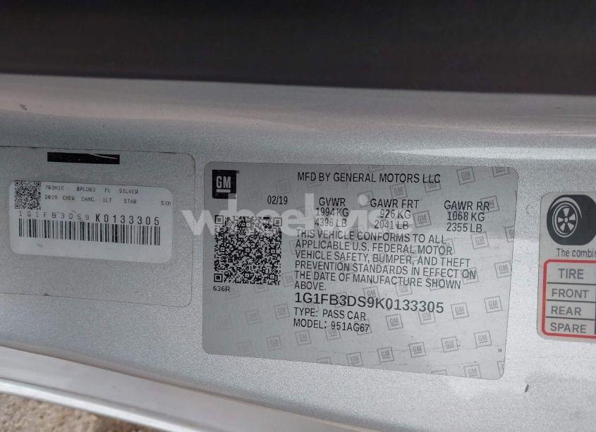 Photo 9 of 2019 Chevrolet Camaro 1LT (VIN 1G1FB3DS9K0133305)