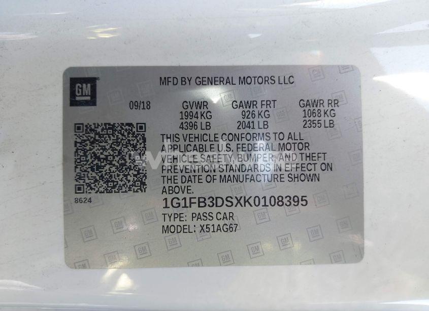 Photo 9 of 2019 Chevrolet Camaro 1LT (VIN 1G1FB3DSXK0108395)