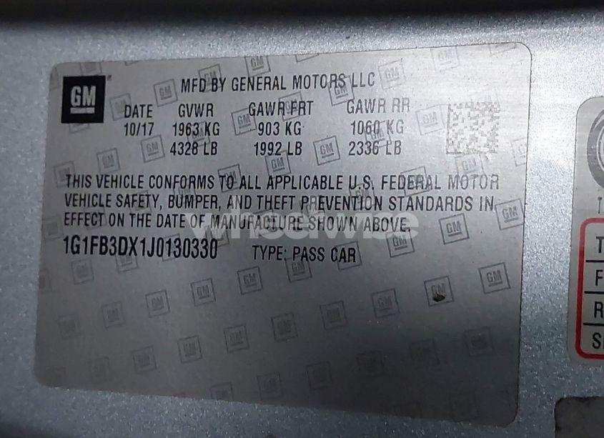 Photo 9 of 2018 Chevrolet Camaro 1LT (VIN 1G1FB3DX1J0130330)