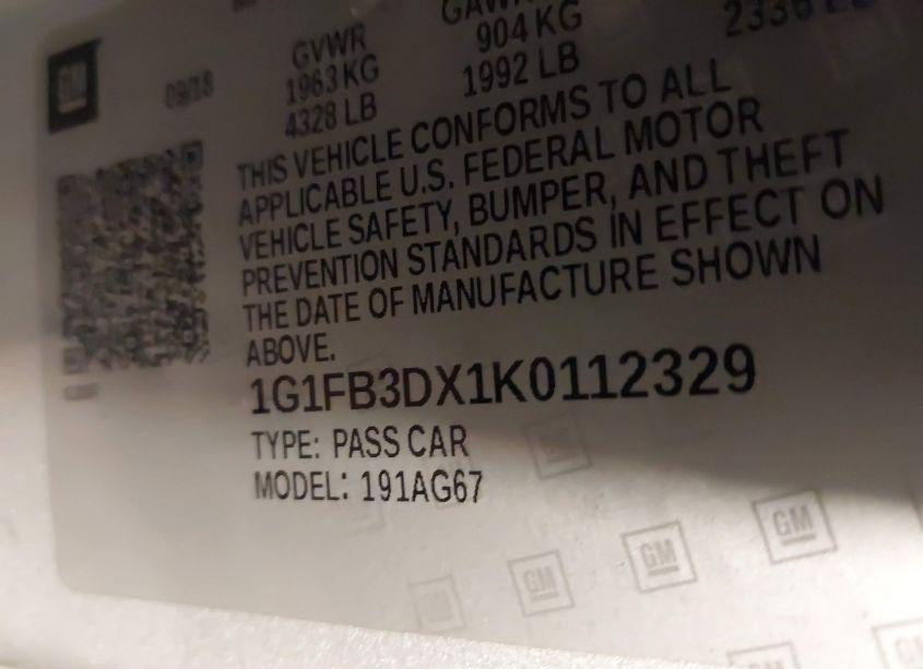 Photo 9 of 2019 Chevrolet Camaro 1LT (VIN 1G1FB3DX1K0112329)