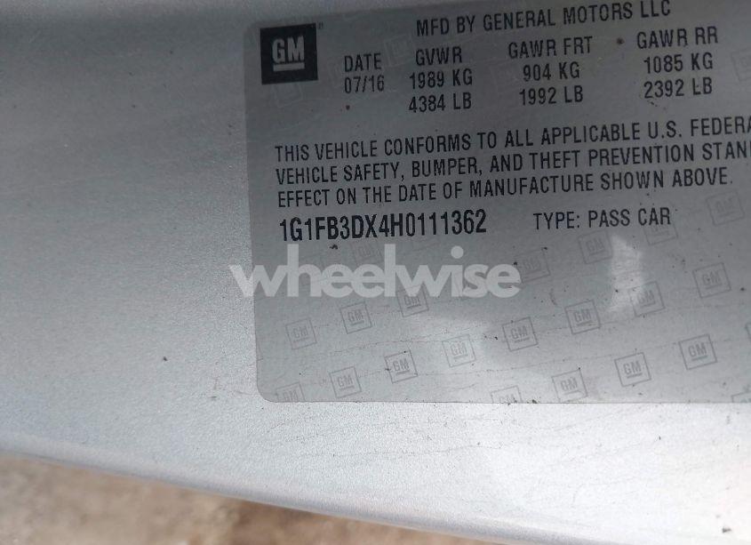 Photo 9 of 2017 Chevrolet Camaro 1LT (VIN 1G1FB3DX4H0111362)