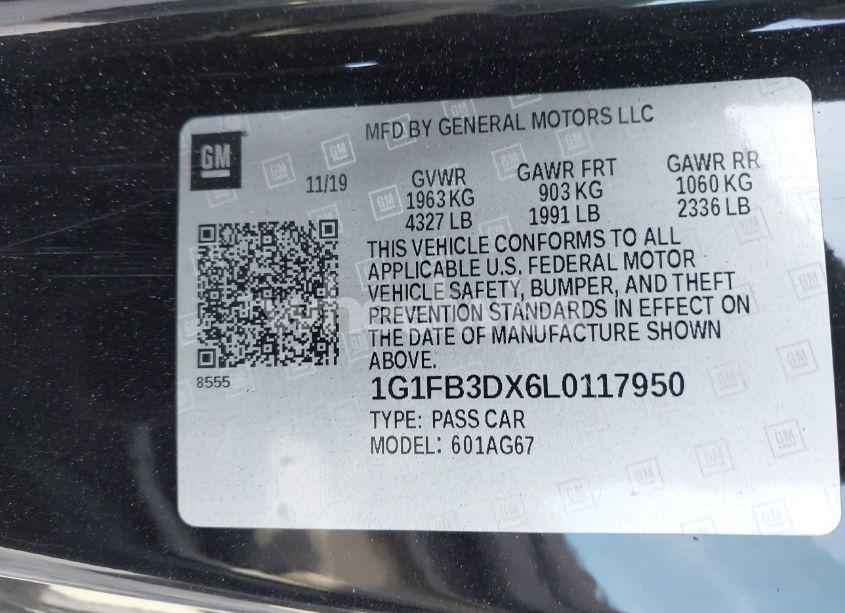 Photo 9 of 2020 Chevrolet Camaro RWD 1LT (VIN 1G1FB3DX6L0117950)