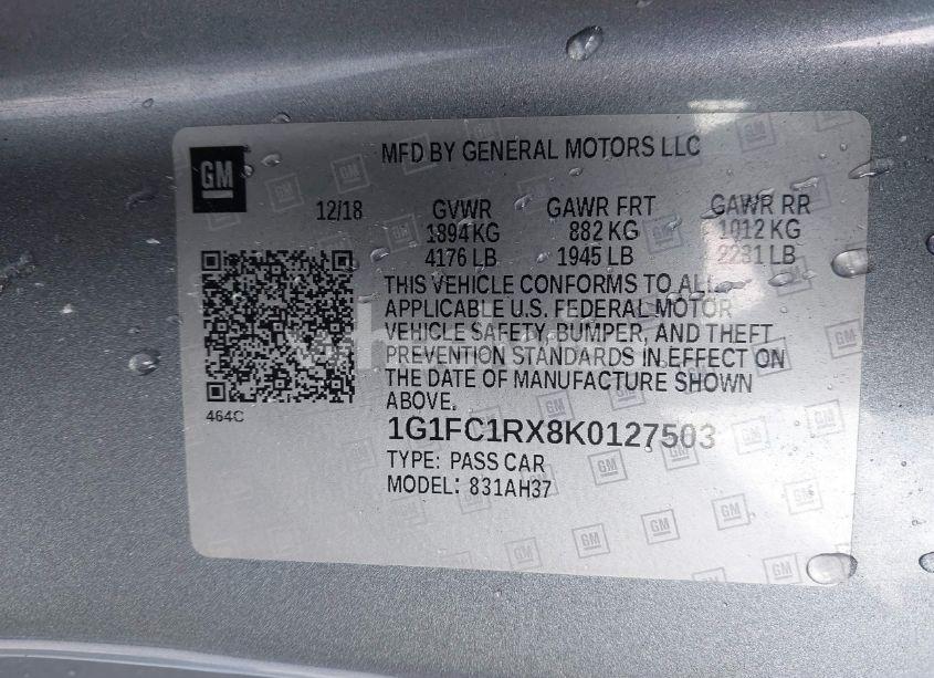 Photo 9 of 2019 Chevrolet Camaro 2LT (VIN 1G1FC1RX8K0127503)