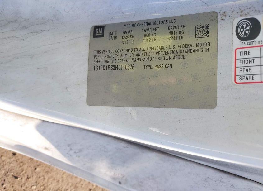 Photo 9 of 2017 Chevrolet Camaro 2LT (VIN 1G1FD1RS3H0110876)