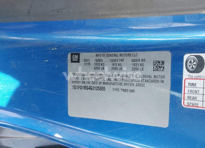 Photo 9 of 2016 Chevrolet Camaro 2LT (VIN 1G1FD1RS4G0125885)