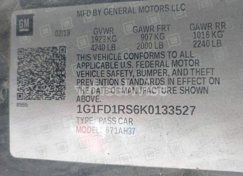 Photo 9 of 2019 Chevrolet Camaro 3LT (VIN 1G1FD1RS6K0133527)