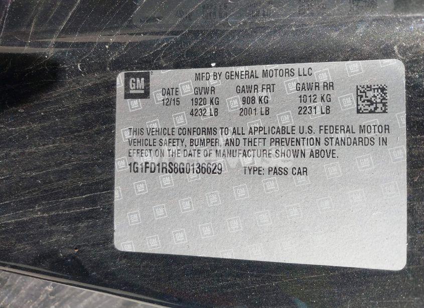 Photo 9 of 2016 Chevrolet Camaro 2LT (VIN 1G1FD1RS8G0136629)