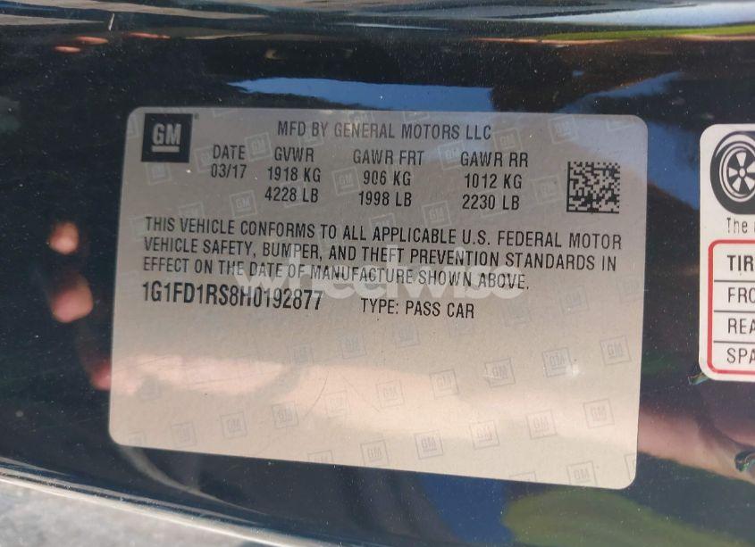 Photo 9 of 2017 Chevrolet Camaro 2LT (VIN 1G1FD1RS8H0192877)