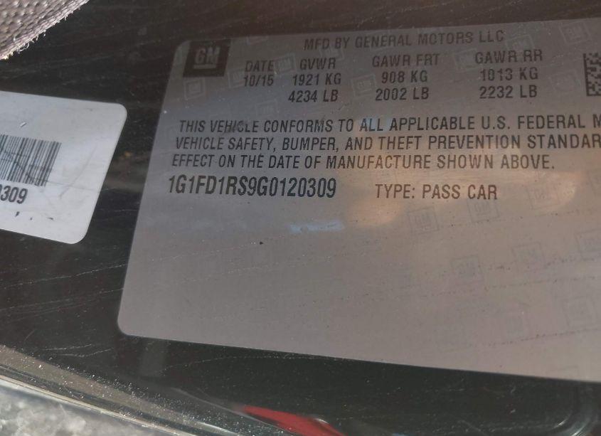 Photo 9 of 2016 Chevrolet Camaro 2LT (VIN 1G1FD1RS9G0120309)