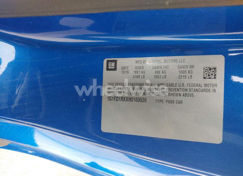 Photo 9 of 2017 Chevrolet Camaro 2LT (VIN 1G1FD1RXXH0169936)