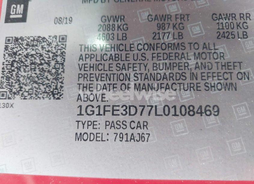 Photo 9 of 2020 Chevrolet Camaro RWD LT1 (VIN 1G1FE3D77L0108469)