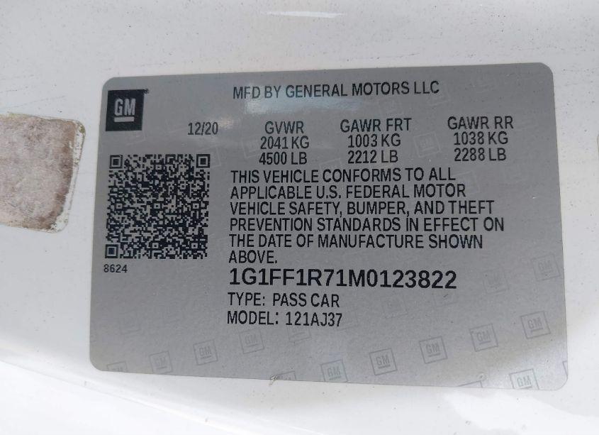 Photo 9 of 2021 Chevrolet Camaro RWD 1SS (VIN 1G1FF1R71M0123822)