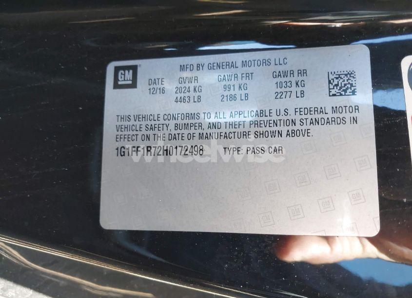 Photo 9 of 2017 Chevrolet Camaro 1SS (VIN 1G1FF1R72H0172498)