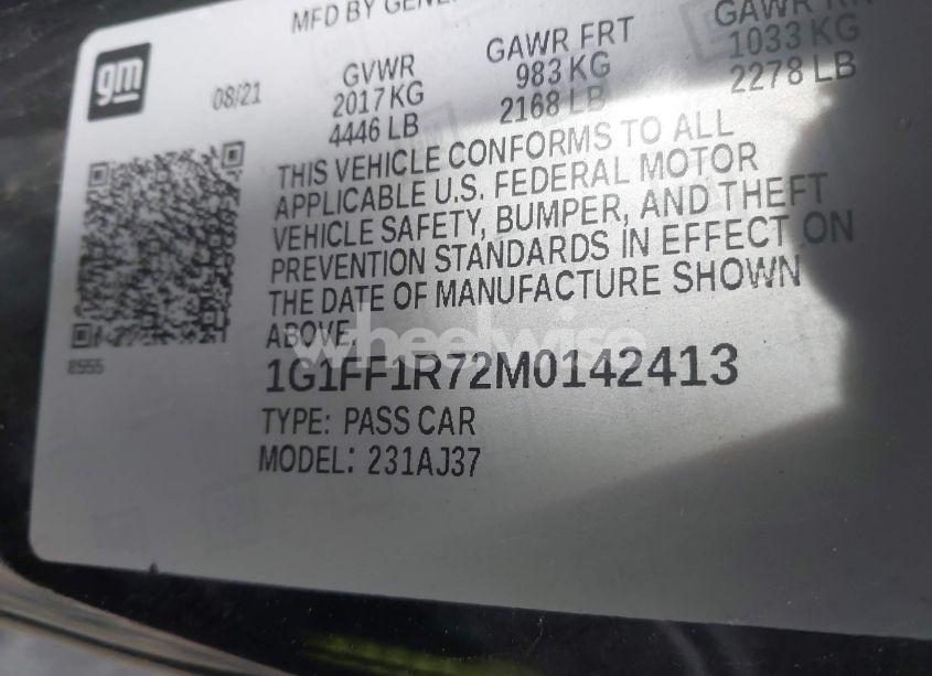 Photo 9 of 2021 Chevrolet Camaro RWD LT1 (VIN 1G1FF1R72M0142413)