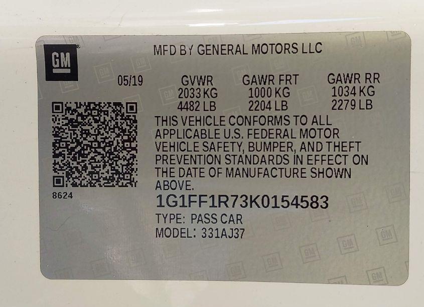 Photo 9 of 2019 Chevrolet Camaro 1SS (VIN 1G1FF1R73K0154583)