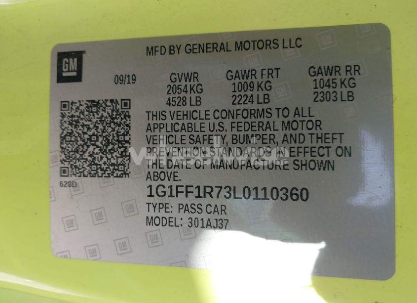 Photo 9 of 2020 Chevrolet Camaro (VIN 1G1FF1R73L0110360)