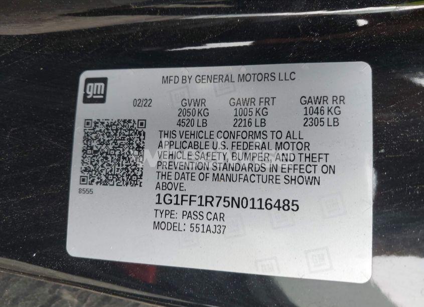 Photo 9 of 2022 Chevrolet Camaro RWD 1SS (VIN 1G1FF1R75N0116485)