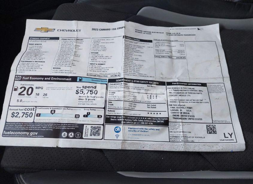 Photo 17 of 2023 Chevrolet Camaro RWD 1SS (VIN 1G1FF1R75P0111533)