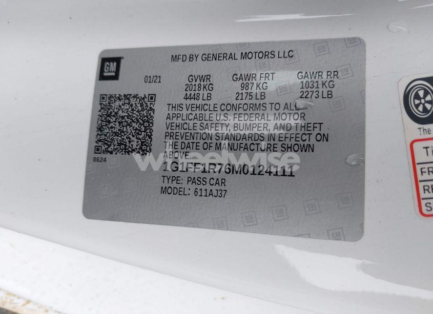 Photo 9 of 2021 Chevrolet Camaro RWD LT1 (VIN 1G1FF1R76M0124111)