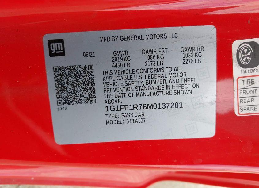 Photo 9 of 2021 Chevrolet Camaro RWD LT1 (VIN 1G1FF1R76M0137201)