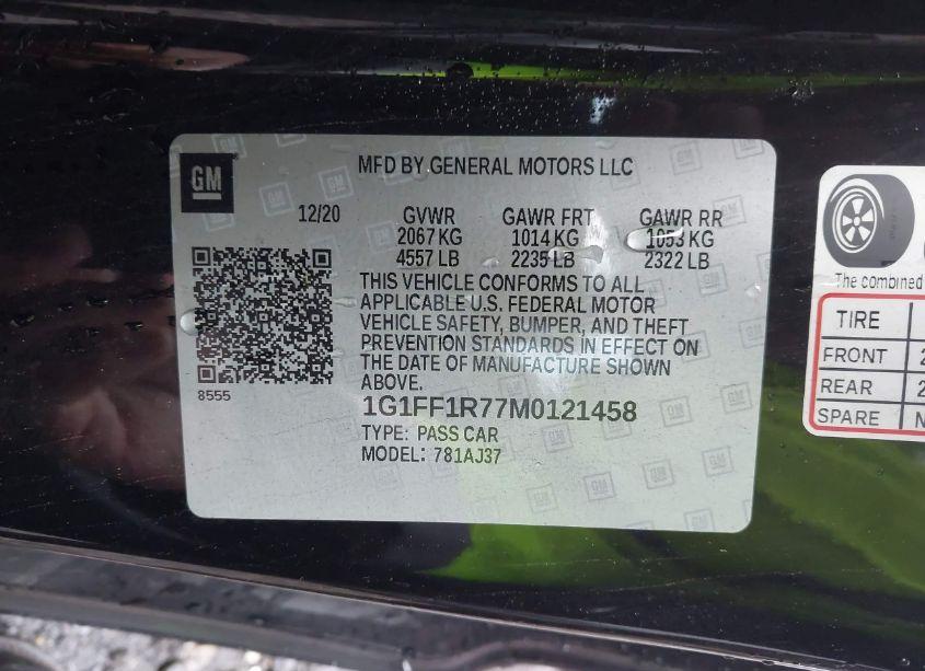 Photo 9 of 2021 Chevrolet Camaro RWD 1SS (VIN 1G1FF1R77M0121458)