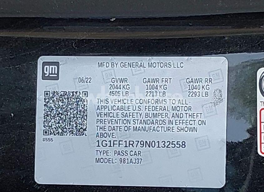 Photo 9 of 2022 Chevrolet Camaro RWD 1SS (VIN 1G1FF1R79N0132558)