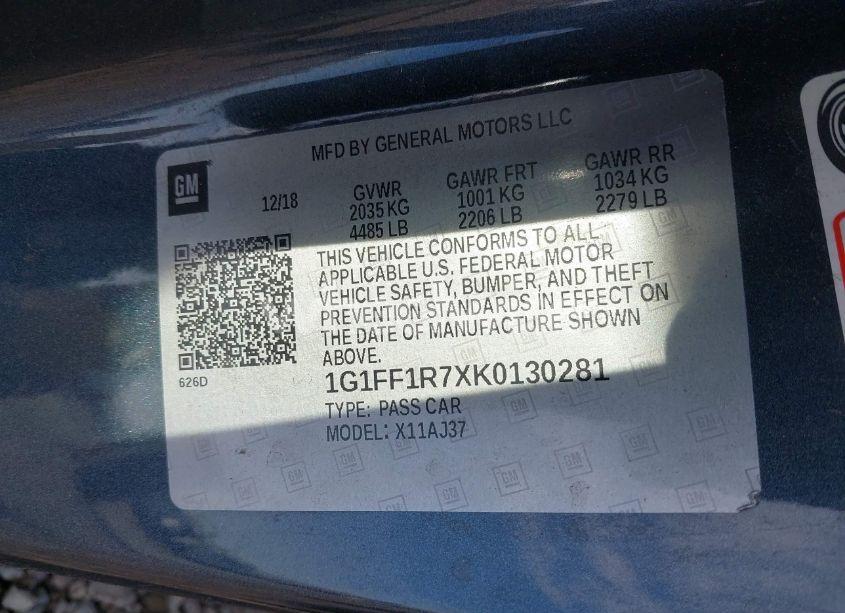 Photo 9 of 2019 Chevrolet Camaro 1SS (VIN 1G1FF1R7XK0130281)