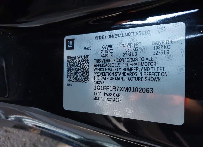 Photo 9 of 2021 Chevrolet Camaro RWD LT1 (VIN 1G1FF1R7XM0102063)