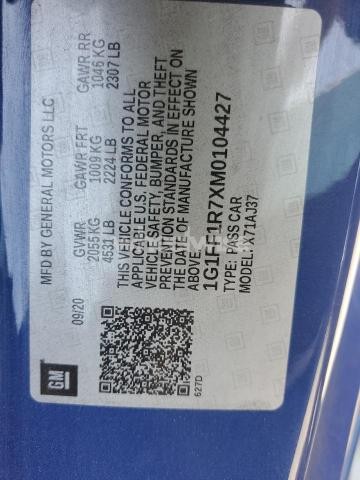 Photo 6 of 2021 CHEVROLET CAMARO LZ (VIN 1G1FF1R7XM0104427)