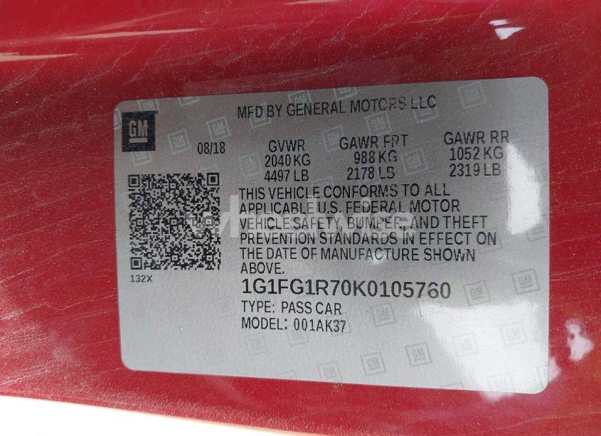 Photo 9 of 2019 Chevrolet Camaro 2SS (VIN 1G1FG1R70K0105760)