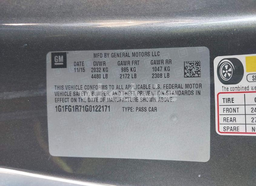 Photo 9 of 2016 Chevrolet Camaro 2SS (VIN 1G1FG1R71G0122171)