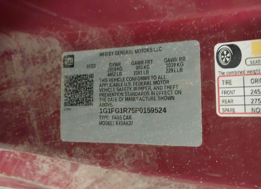 Photo 9 of 2023 Chevrolet Camaro RWD 2SS (VIN 1G1FG1R76P0159524)