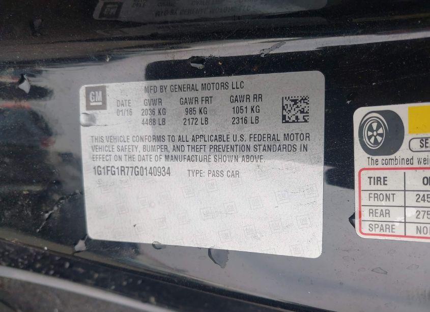 Photo 9 of 2016 Chevrolet Camaro 2SS (VIN 1G1FG1R77G0140934)